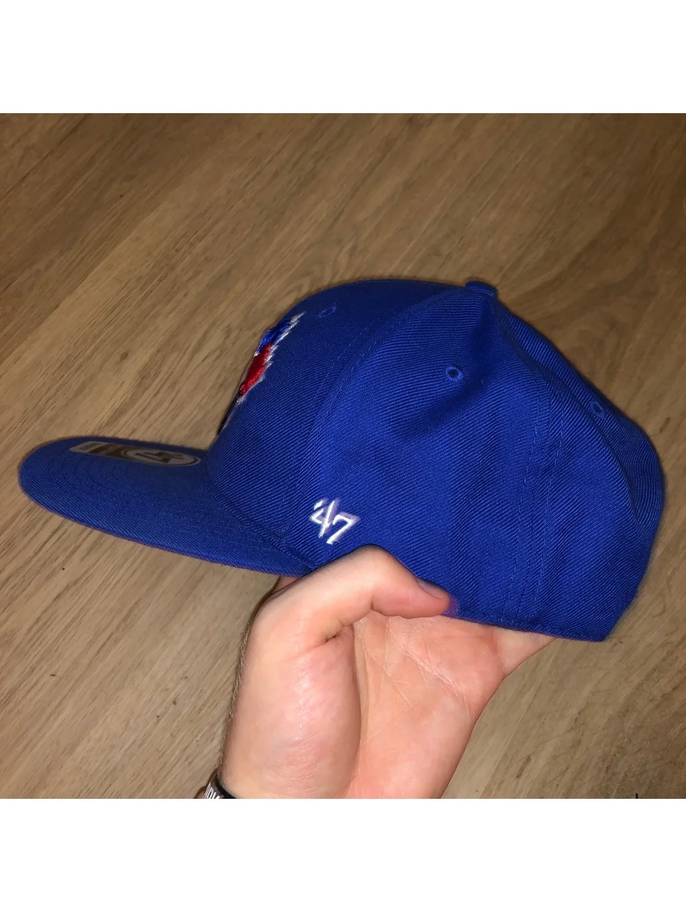 47 BRAND TORONTO BLUE JAYS ADJUSTABLE SNAPBACK HAT BLUE MAPLE LEAF RED CAP